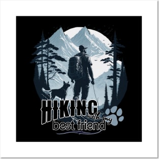 Hiking nature dog woods trees seas leisure time Posters and Art